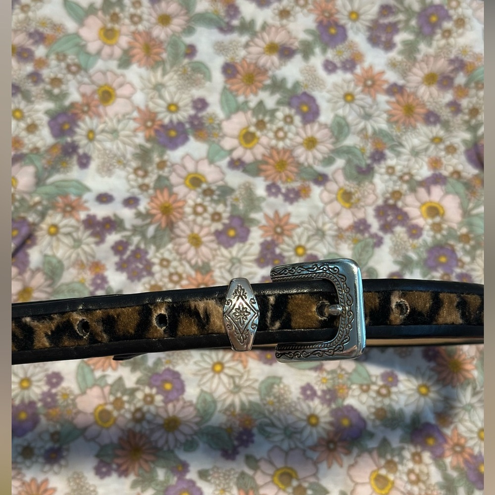 🐆 Brighton Animal Print Belt Silver Buckle Leather Small
